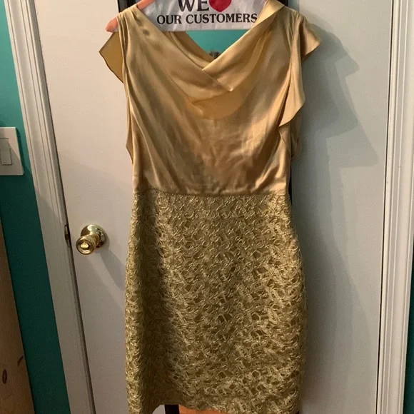 Kay Unger Dresses | Nwt Kay Unger Gold Silk Formal Cocktail Dress. Size 8 | Color: Gold | Size: 8 | Pm-96913857's Closet